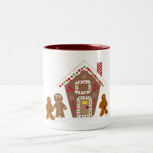 Caneca De Café Em Dois Tons Homens de Pão de Gengibre com Casa de Pão de Gengi