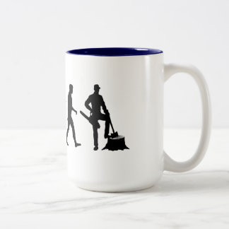 Caneca De Café Em Dois Tons Homens e trabalho de silvicultura do lenhador das
