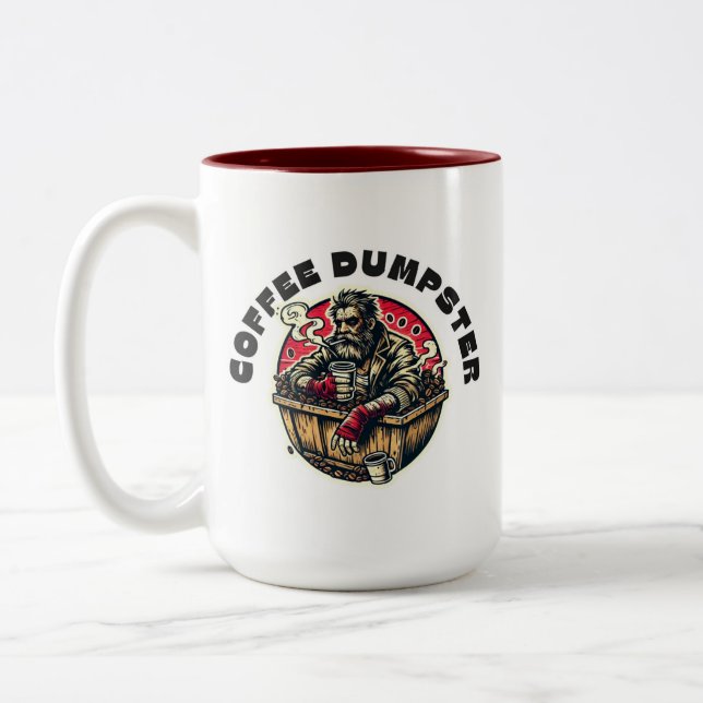 Caneca De Café Em Dois Tons Homens que apreciam café bebendo com boa risada (Esquerda)