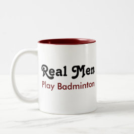 Caneca De Café Em Dois Tons Homens Reais Jogam Badminton