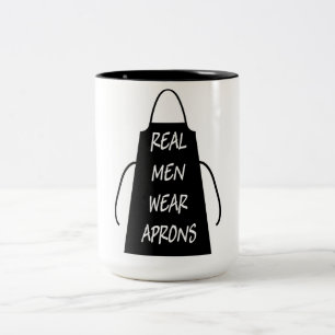 Caneca De Café Em Dois Tons Homens Reais Vestem Aventais (Preto)