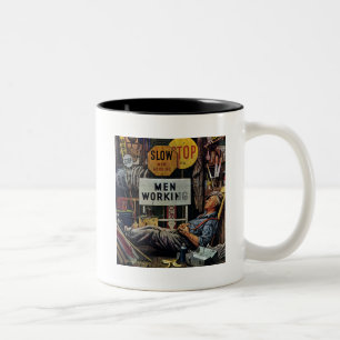 Caneca De Café Em Dois Tons Homens trabalhando