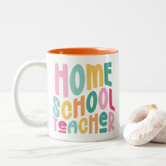 Caneca De Café Em Dois Tons Homeschool Teacher | Colorful Text