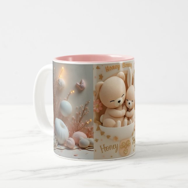 Caneca De Café Em Dois Tons Honey Bonny Baby Mug – Baby Bear & Bunny (Frente Esquerda)