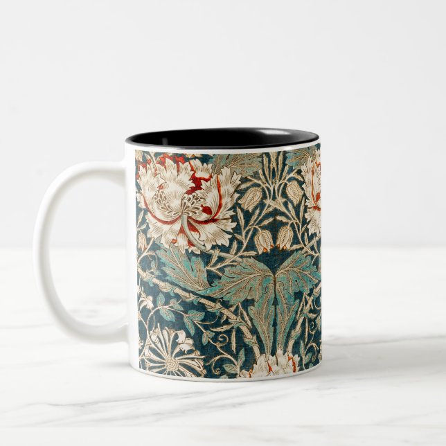 Caneca De Café Em Dois Tons Honeysuckle Pattern - Design de William Morris (Esquerda)