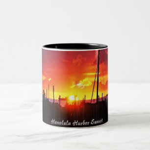 Caneca De Café Em Dois Tons Honolulu Harbor Sunset