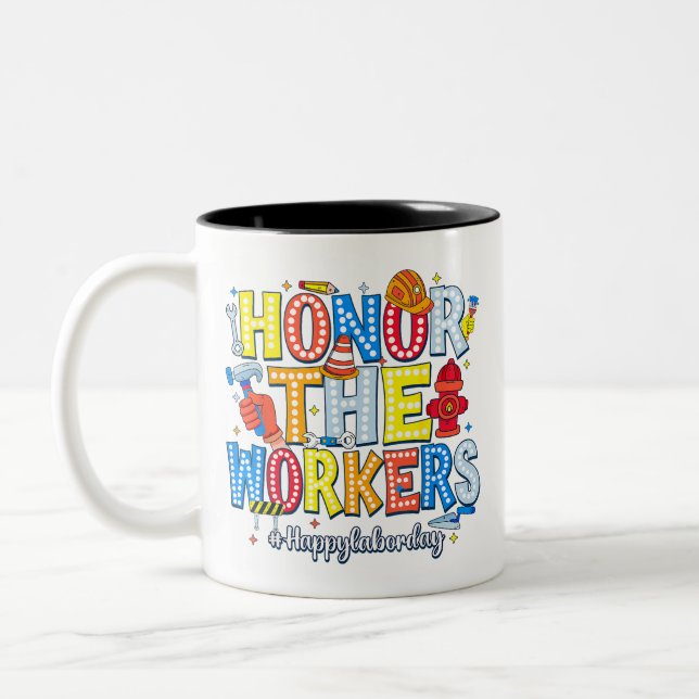 Caneca De Café Em Dois Tons Honra aos trabalhadores Feliz Dia do Trabalho (Esquerda)