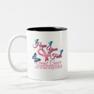 Caneca De Café Em Dois Tons Hope Your Faith (Breast Cancer Awareness)
