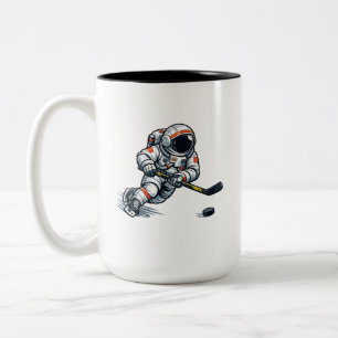 Caneca De Café Em Dois Tons Hóquei Astronauta