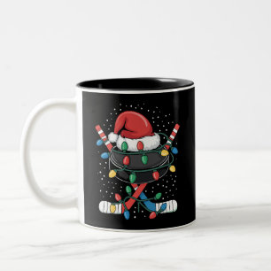 Caneca De Café Em Dois Tons Hóquei de Natal Xmas Papai Noel Chapéu Esportivo B