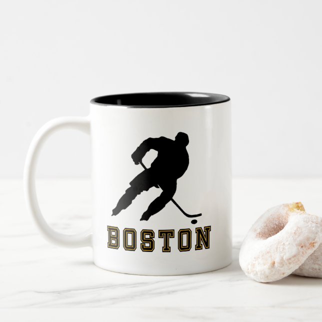 Caneca De Café Em Dois Tons Hóquei em gelo de Boston (Com Donut)