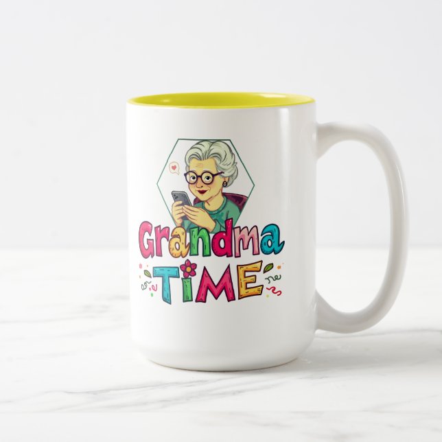 Caneca De Café Em Dois Tons Hora da Vovó (Direita)