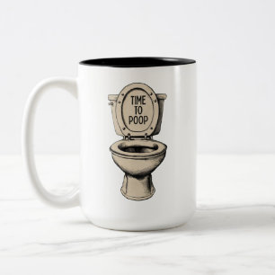 Caneca De Café Em Dois Tons Hora de Cagar Camiseta de Banheiro Engraçada