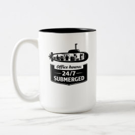 Caneca De Café Em Dois Tons Horário de Funcionamento 24/7 Submarino Submerso H