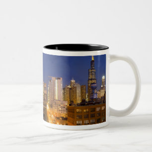 Caneca De Café Em Dois Tons Horizonte de Chicago, Illinois, fotografado de Wes