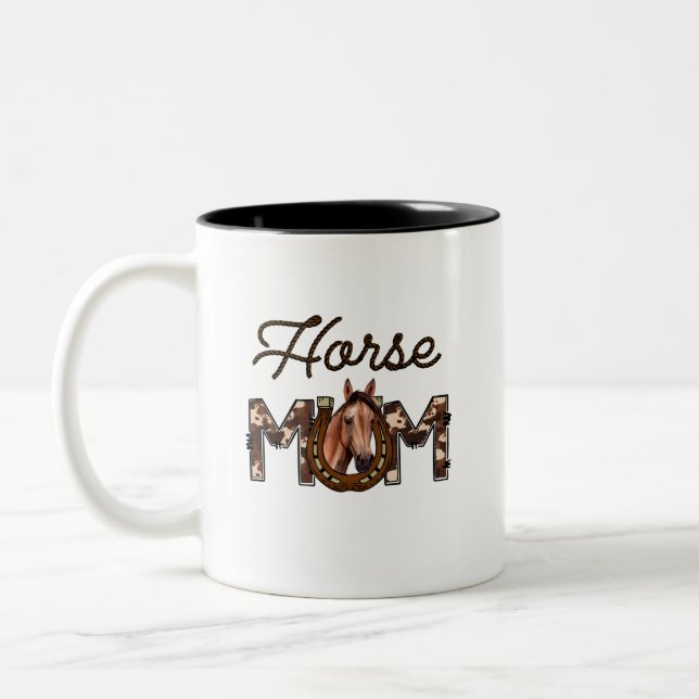 Caneca De Café Em Dois Tons Horse Mom (Esquerda)