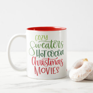 Caneca De Café Em Dois Tons Hot Chocolate Christmas Red Green Whimsy Text