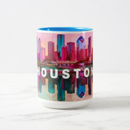 Caneca De Café Em Dois Tons Houston Skyline Urban Art