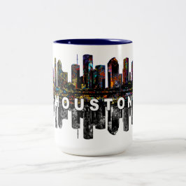 Caneca De Café Em Dois Tons Houston, Texas em grafite