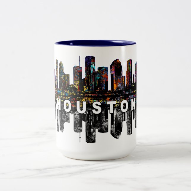 Caneca De Café Em Dois Tons Houston, Texas em grafite (Centro)