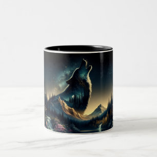 Caneca De Café Em Dois Tons Howling Wolf