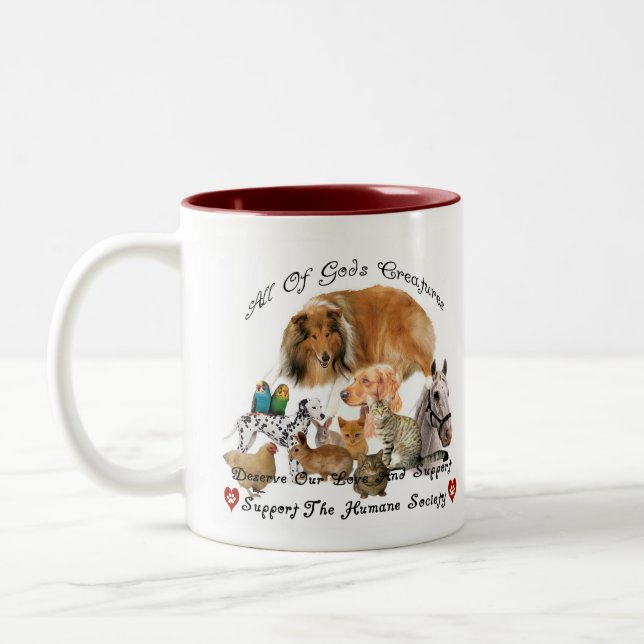 Caneca De Café Em Dois Tons Humano sociedade apoio animal das criaturas de (Esquerda)
