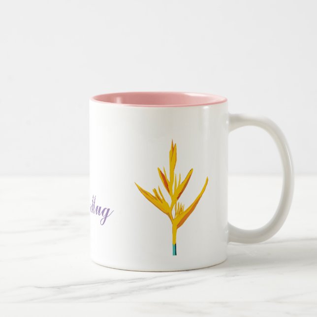 Caneca De Café Em Dois Tons Hummingbird Amarelo Flor Personalizado (Direita)