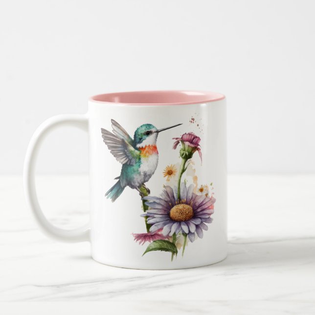 Caneca De Café Em Dois Tons Hummingbird Cerâmica Mug (Esquerda)