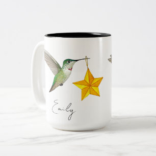 Caneca De Café Em Dois Tons Hummingbird Personalizado e Estrelas Coffee Mug de
