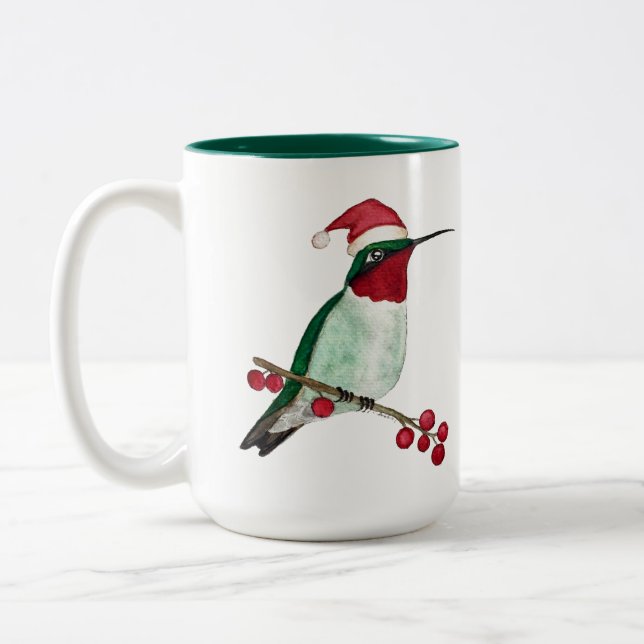 Caneca De Café Em Dois Tons Hummingbird Personalizado Feliz Natal (Esquerda)