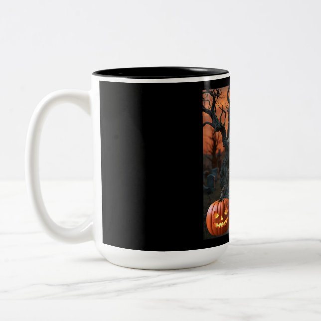 Caneca De Café Em Dois Tons Humor "Ben Dover" do túmulo de Halloween (Esquerda)