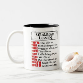 Caneca De Café Em Dois Tons Humor da lição de gramática de Effin são seus lá