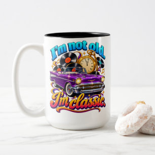 Caneca De Café Em Dois Tons Humor de Carro Clássico Não Sou Velho Sou Clássico