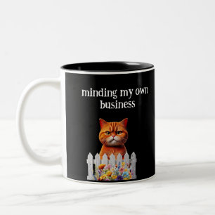 Caneca De Café Em Dois Tons Humor de Gato --Me metendo na minha própria vida
