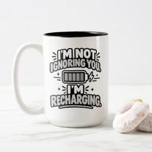 Caneca De Café Em Dois Tons Humor de Introvertido Não Estou Ignorando Você Rec