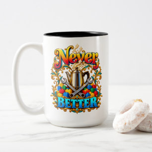 Caneca De Café Em Dois Tons Humor de Inventor Nunca Melhor Café & Fãs de Tijol