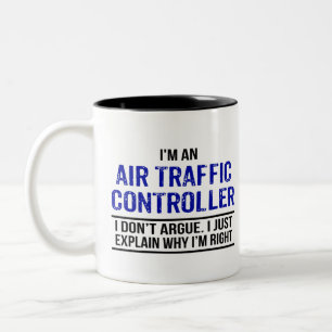Caneca De Café Em Dois Tons Humor do controlador de tráfego aéreo