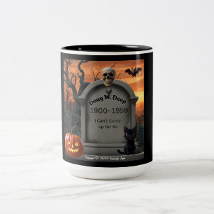 Caneca De Café Em Dois Tons Humor "Doug M. Deep" de pedra britânica do Hallowe