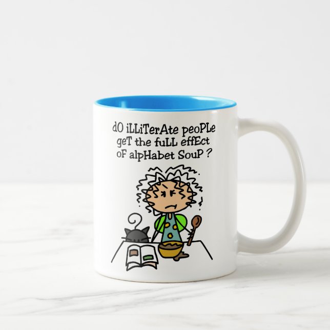 Caneca De Café Em Dois Tons Humor Pessoas analfabeto (Direita)
