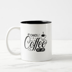 Caneca De Café Em Dois Tons Humor Simples Café Manhã Caos Minha Vida Negrito