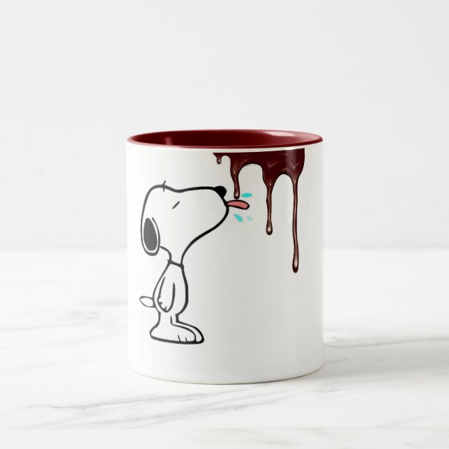Caneca De Café Em Dois Tons "Hungry Dog & Dripping Chocolate Fun Mug" (Centro)