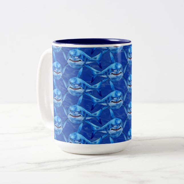 Caneca De Café Em Dois Tons Hungry Sharks  (Frente Esquerda)