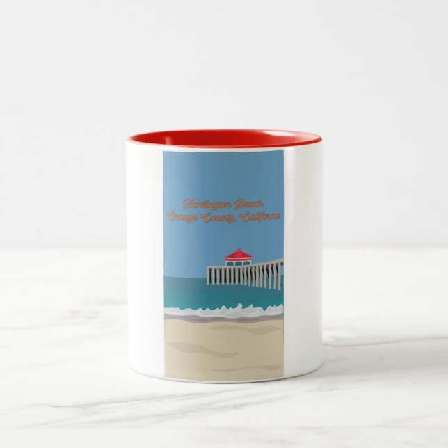 Caneca De Café Em Dois Tons Huntington Beach Pier (Centro)