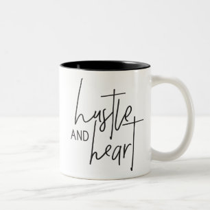 Caneca De Café Em Dois Tons HUSTLE E HEART moderno canto-chave preto