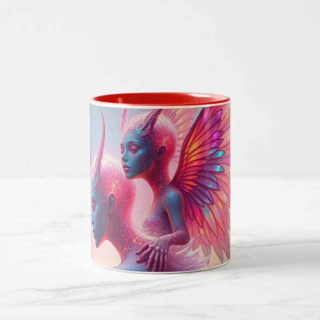 Caneca De Café Em Dois Tons Hüterinnen des Himmels – Elara & Vireya (Centro)
