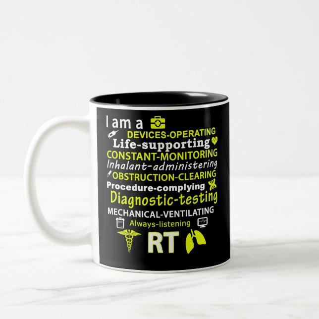 Caneca De Café Em Dois Tons I Am A Respiratory Therapist T Shirt (Esquerda)