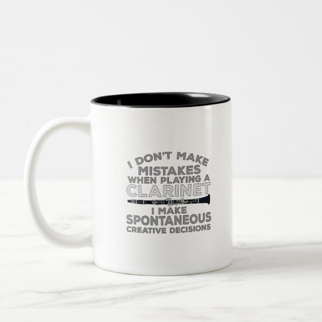 Caneca De Café Em Dois Tons I Don't Make Mistakes When Playing Clarinet (Esquerda)