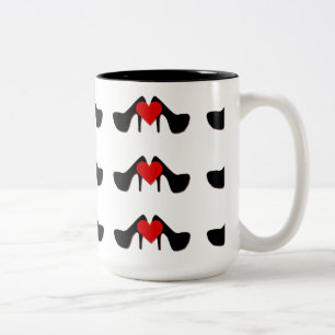 Caneca De Café Em Dois Tons I Heart Calçados Pattern Mug