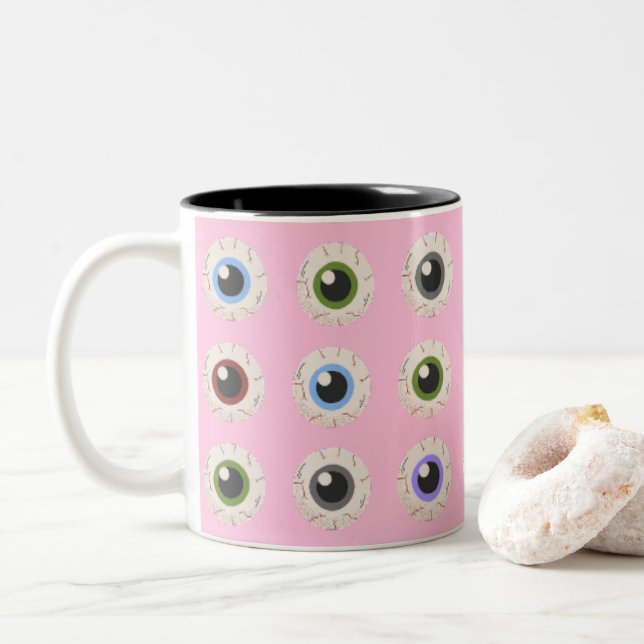 Caneca De Café Em Dois Tons I Heart Eyebolas (Com Donut)