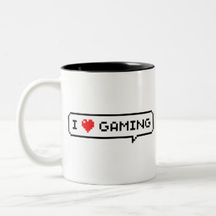 Caneca De Café Em Dois Tons I Heart Gaming I Love Gaming Simple Pixel Art